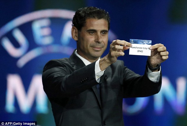 Former Real Madrid legend, Fernando Hierro picks Manchester City's name out of the hat at a Champions League draw