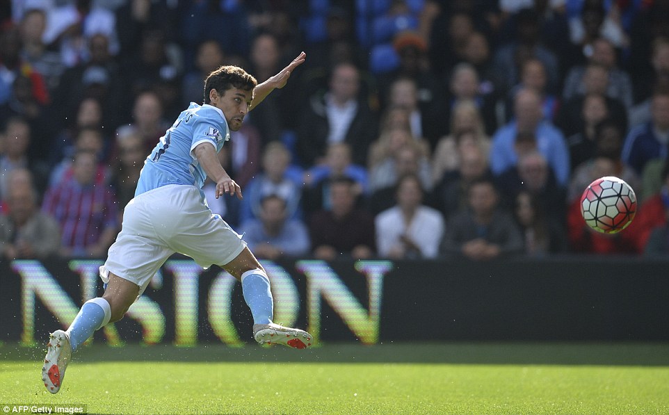 Jesus Navas missed Manchester City's best chance of the match as he failed to put the ball in an empty net